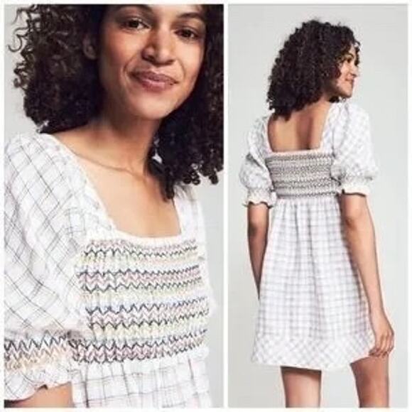 Faherty Lola Smocked Linen Mini Dress - Picture 1 of 8